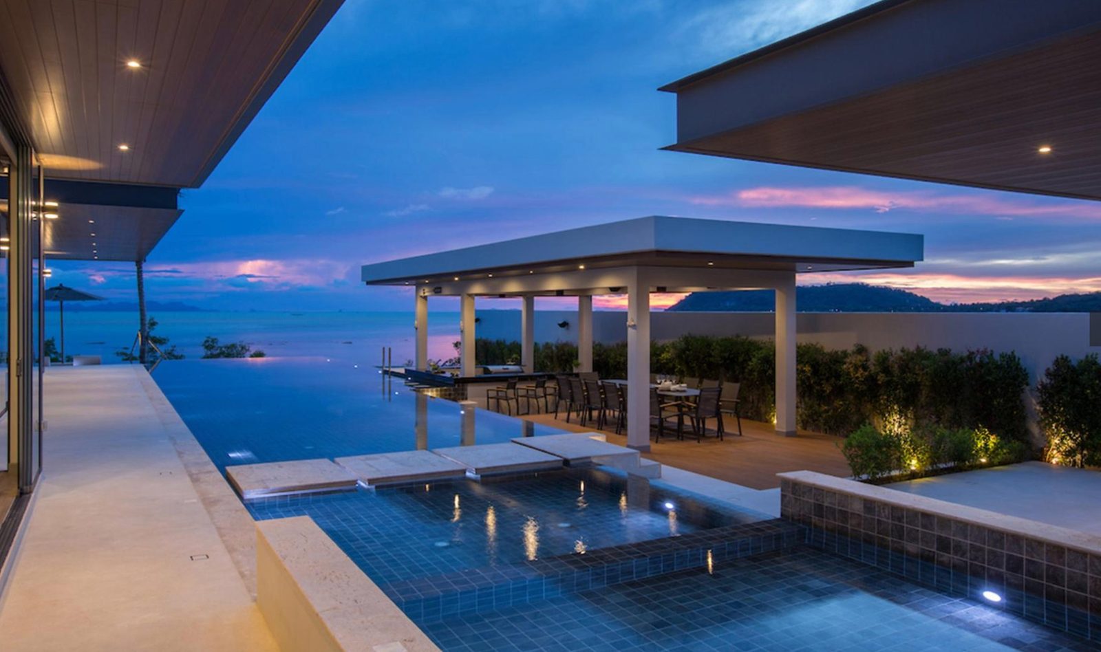 Poolside at dusk