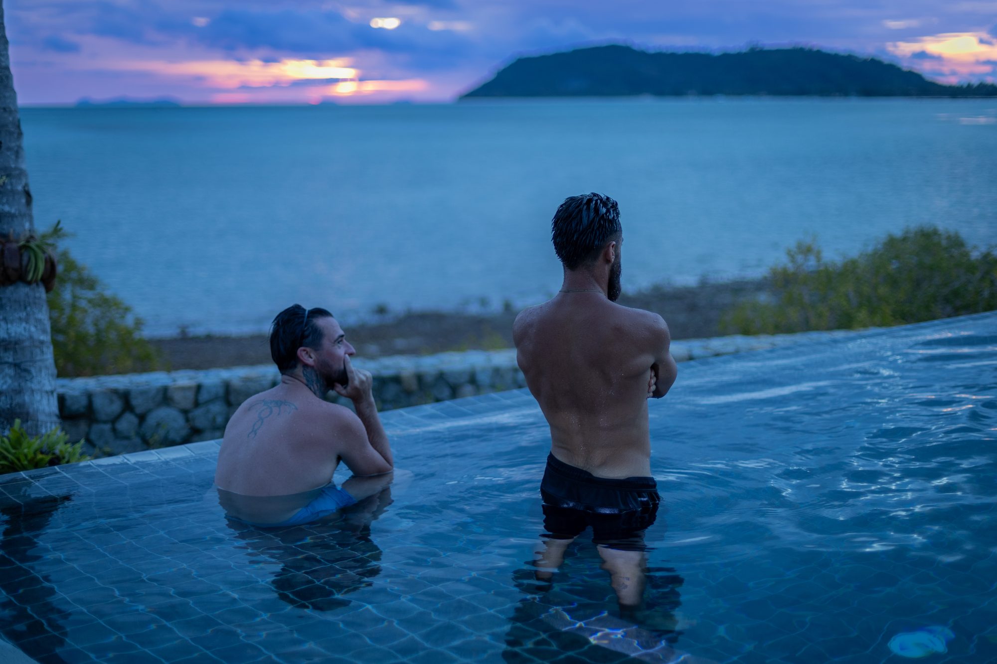 Two brothers at dusk